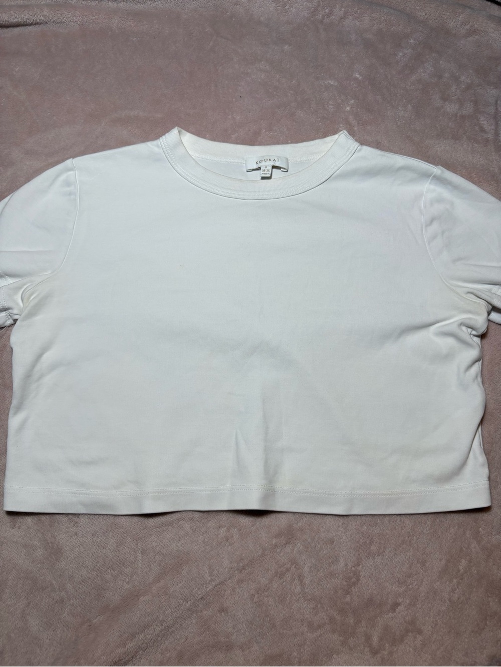 Kookai White Cropped Crew Tee